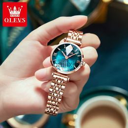 Other Watches OLEVS Rhombus Glass Womens Watches Top Brand Luxury Casual Fashion Watch Women Quartz Waterproof Clock Ladies Wristwatch 6642 J230728