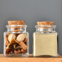 Storage Bottles Kitchen Clear Glass Canister Multi Purpose Jar Spherical Food Container With Cork Lids