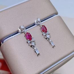 Stud Earrings Elegant Silver Ruby Total 1ct 4mm 6mm Natural Myanmar 925 Gemstone Jewelry