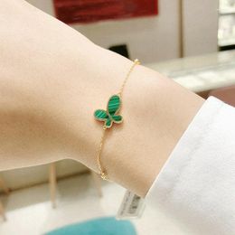 Link Bracelets Green Butterfly Stainless Steel Pendant Adjustable For Women Malachite Stone Fashion Jewellery Wedding Party Gift