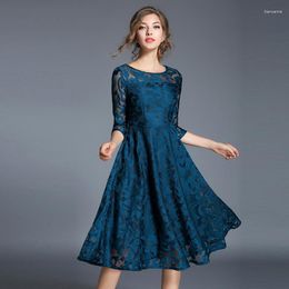 Casual Dresses Plus Size Women's Seven Point Sleeve Slimming Mid Length Lace Mini Maxi For Women Sexy Dress Bodycon Ins