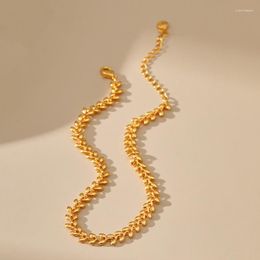 Anklets Classic Pure Metal Women 18K Gold Plated Wheat Ear Shaped Personalized Adjustable Length Foot Accessories Jewelry