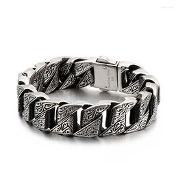 Link Bracelets Vintage Floral Bracelet Men's Stainless Steel Titanium Cuba Men Steampunk Jewelry