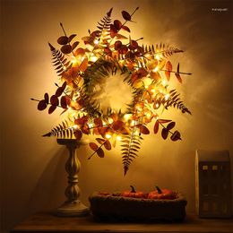 Decorative Flowers 1PC Artificial Plant Garland 46CM Money Leaf LED Light Home Fall Thanksgiving Halloween Decoration-72039R18