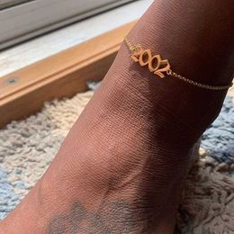 Customised Year Anklets for Women Stainless Steel Name Ankles Leg Chain Bracelet Foot Jewellery Summer Party Gifts 230719