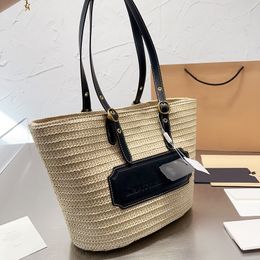 Bucket Totes Designer Bag Raffia Tote Crochet straw Large capacity Women Beach Handbag Straw Bags Real Leather Shopping Purse Wallet Handbags Top Quality Popular