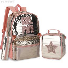 School Bags School backpack School backpack Youth girl waterproof spine protection School backpack Sequined Detachable lunch bag Girl backpack Z230801