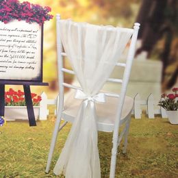 Gorgeous Champagne White Ivory Chiffon Wedding Chair SashRIBBON TIE NOT Included 2018 Chair Sash Party Banquet Fast Delivery299b