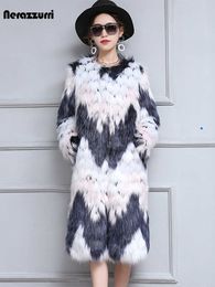 Women's Fur Faux Fur Nerazzurri Winter Long Gradual Thick Warm Colourful Soft Fluffy Faux Fur Coat Women 2022 Luxury Furry Fake Fur Korean Fashion HKD230727