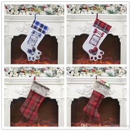 Christmas Stocking Gift Bag Christmas Tree Ornament Socks Xmas Stocking Candy Bag Home Party Decorative Items Shop Shopwindow Decorations JY31