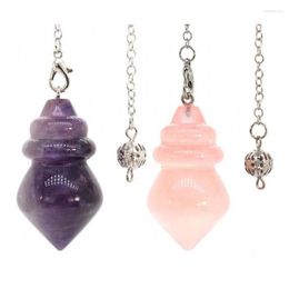 Pendant Necklaces KFT Crystal Cone Stone Pendulum For Dowsing Natural Amethysts Quartz Pendules Divination Spiritual Pendulos Jewellery