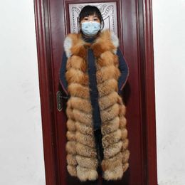 Women's Fur Faux Winter Red Vest Female Real Extended Long Women Waistcoat Natural Free Shipping HKD230727