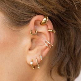 Backs Earrings Vintage Minimalist Polished Chunky Ear Clip For Women Cartilage No Piercing Cuff Stacked Hoop Chic Gothic Jewellery