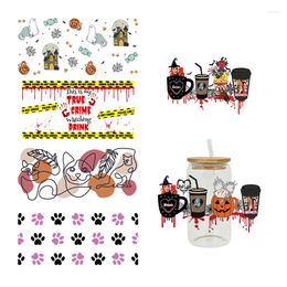 Window Stickers UV DTF Transfer Sticker Halloween Theme For The 16oz Libbey Glasses Wraps Cup Can DIY Waterproof Easy To Use Custom Decals