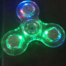 buy 2 pieces hand spinner Fidget Spinner LED Flashing crystal Hand Spinner clear TriSpinnerZZ
