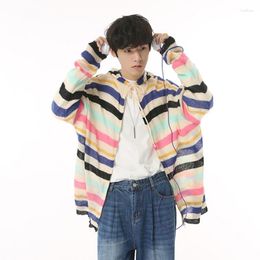 Men's Hoodies SYUHGFA Fashion Trend 2023 Autumn Long Sleeve Hooded Sweater Korean Style Loose Coat Striped Knitted Cardigan