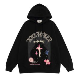 2023 Oversized Hoodie Streetwear Sweatshirt Cartoon Devil Graphic Harajuku Hoodie Cotton Men Hooded Pullover Hip Hop Loose Black