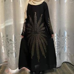 Ethnic Clothing Caftan Marocain Long Eid Robe Girls Dress With Scarf Ramadan Arab Dubai Saudi Hijab Abaya Beading Kaftan Muslim Islam