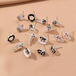 Stud Earrings Fashion Mini Candy Rhinestone For Women Girls Cute Cup Shape Needle Earring Jewellery Valentine's Day Gift