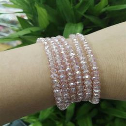 4mm Crystal Fine Beads Long Elastic Necklace Cutting Facets Glass Beads Stretched Necklace Bracelet Plain Jewelry2755