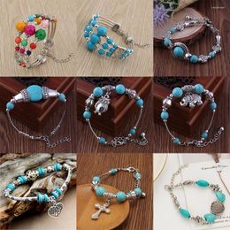 Strand Nepalese Ethnic Ornament For Women Butterflies Tree Of Love Heart Animal Bracelets Vintage Beaded Blue Stones Wrist Jewelry