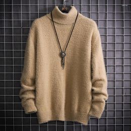 Men's Sweaters 2023 Winter Hong Kong Style Lazy Trendy Sweater Long-sleeved High-neck Solid Color Loose Thick And Warm