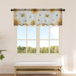 Curtain Sunflower Flower Country Style Short Tulle Kitchen Small Sheer Living Room Home Decor Voile Drapes