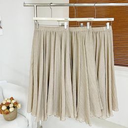 Skirts Spring Summer Linen Cotton Skirt High Waist Plain Color A Line Midi Elegant Fashion Korean Style Daily Basic Long