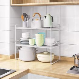Kitchen Storage 36-64cm Freely Expandable Layered Cabinet Rack Sink Seasoning Table Dish