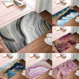 Carpets Watercolour Marble Floor Mats Bedroom Entrance Doormat Anti-Slip Soft Polyester Colourful Indoor Hallway Carpet Welcome Mat Tapis R230731