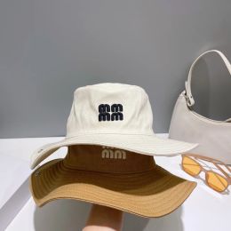 Oversized Brim Fisher Hat Canvas Solid Letter Embroidery Flat Bucket Hat Outdoor Activities Beach Sung hat Stylish Popular G2307311PE