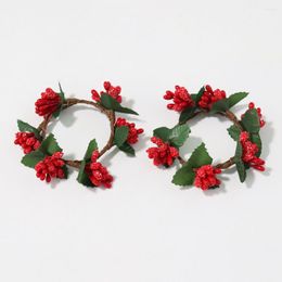 Decorative Flowers Rings Wall Hanging Wreath Christmas Ornament Napkin Simulated Red Berry