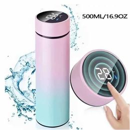 Tumblers Stainless steel thermos bottle with digital temperature display Intelligent measurement cup LED 500ml 230731