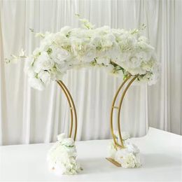 Wedding Decoration Flower Vase el Table Centrepieces Floral Row Metal Holder Flower Rack Shiny Gold Arch Stand Grand-Event Part221s