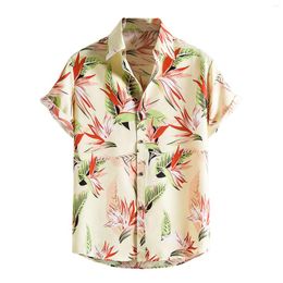 Men's T Shirts Shirt Long Sleeved Men Summer CasualShort Sleeve Regular Fit Tropical Printe Casual Corduroy Women