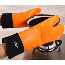 Oven Mitts Silicone Heat Resistant Gloves Household Long Cotton Microwave Mittens Kitchen Baking Glove Cooking Barbecue Gants 230731