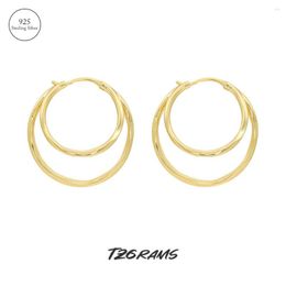 Hoop Earrings TZgrams Irregular Double-layer Circle 925 Sterling Silver Korean Simple Designer Jewelry Gift With Box