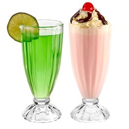 Wine Glasses Milkshake 10.8 Oz Footed Ice Cream Clear Fountain Parfait Cups Sundae Retro Dessert Old Fashioned Soda Drop Delivery Home Dhptl