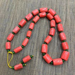 Anhänger Halsketten Natürliche Rote Koralle Halskette Männer Frauen Heilstein Feiner Schmuck Kostbare Fassperlen Perlen Halsband Einstellbar