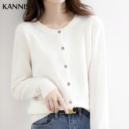 Women's Knits Tee's Sweater 2023 Cashmere Cardigans Vneck Single Breasted Short Slim Lady Brown Knitwear Tops Solid Korean Femme Cardigan 230729