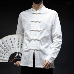 Ethnic Clothing Cotton Linen Casual Mandarin Collar Tang Shirts Hanfu Tai Chi Master Costume Tops Tradictional Chinese CN-137