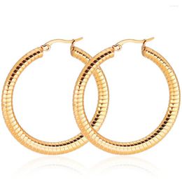 Hoop Earrings FIREBROS Trends 50mm Big Circle Earring Boho Women Titanium Stainless Steel Gold Silver Colour