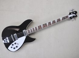 4 Strings Black Semi hollow Electric Bass Guitar with Rosewood Fretboard Customised Logo Colour Available