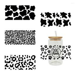 Window Stickers 3D UV DTF Transfers 16oz Cup Wrap Cartoon Leopard Printed For DIY Glass Ceramic Metal Leather Etc. D197