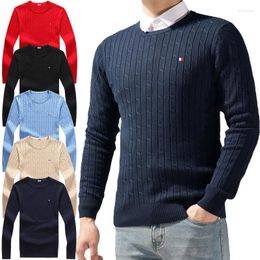 Men's Sweaters High Quality Cotton Men Pullovers Knitted Autumn Winter Sweater Soft Casual Pull Homme Twist Flower Fit Type