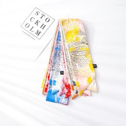 Scarves 140cm 10cm Small Branches Scenery Ancient Ribbon Scarf Silk Fashion Spring/summer Bag Women Skinny