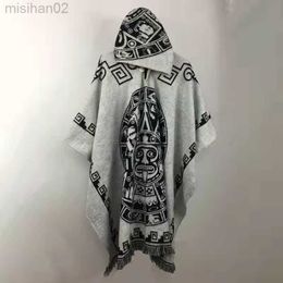 Men's Hoodies Sweatshirts Mens Trench Coat Loose Long Sleeve Hooded Printed Cloak Shawl Poncho Fashion Hip Hop Retro Punk Clothes Casual Pullover Jacket HKD230731