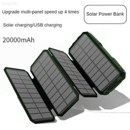 Cell Phone Power Banks Folding Solar Power bank 20000mAh Solar charger Portable Charging Outdoor PowerBank Solar Panel Powerbank for Smart phones L230731