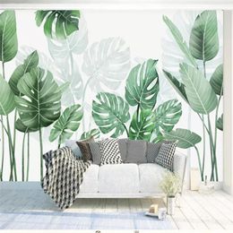 Wallpapers Decorative Wallpaper Modern Simple And Fresh Watercolour Painting On The Background Wall Of Plants