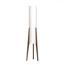 Floor Lamps Zen Lamp Solid Wood Long Tube Shade For Living Room Bedroom Bedside Decor Standing Lights Retro Wooden Decoration